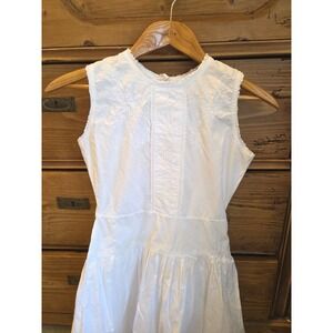 Vintage 1960s White Embroidered Day‎ Dress Edwardian Cottage Youth Park Cotton